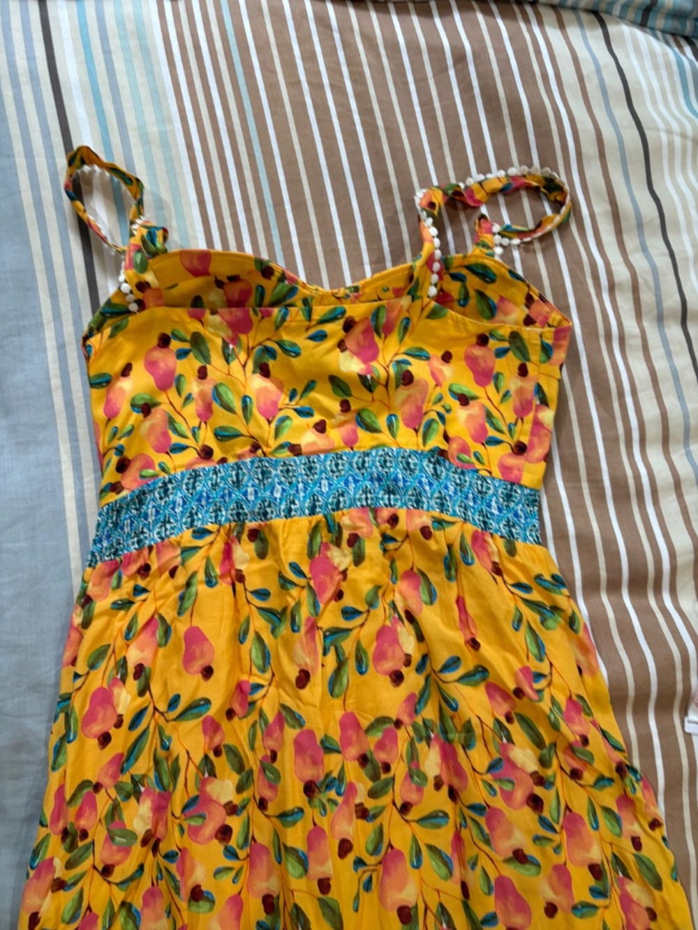 Farm Rio for Anthropologie Yellow Floral Maxi Dress | Boho Statement Dress US 4 - Picture 8 of 9